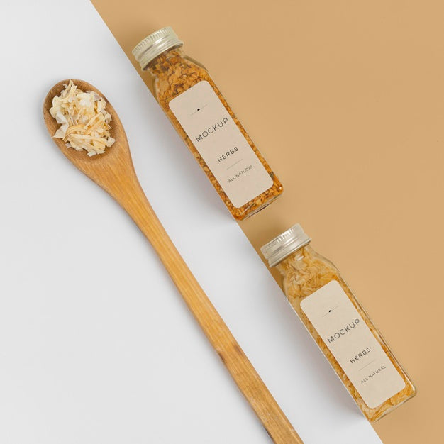 Free Spices With Label Mock-Up Composition Psd