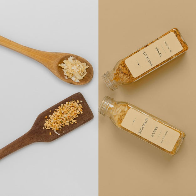 Free Spices With Label Mock-Up Composition Psd