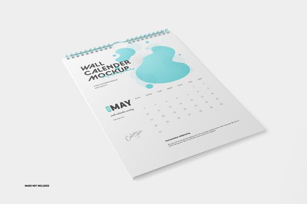 Free Spiral Wall Calendar Mockup Psd