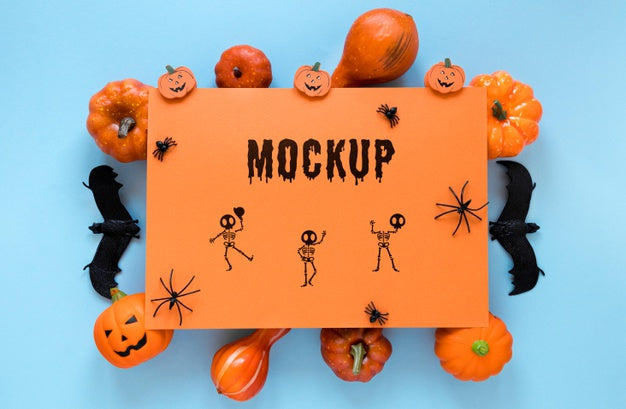 Free Spooky Arrangement With Bats And Pumpkins Psd