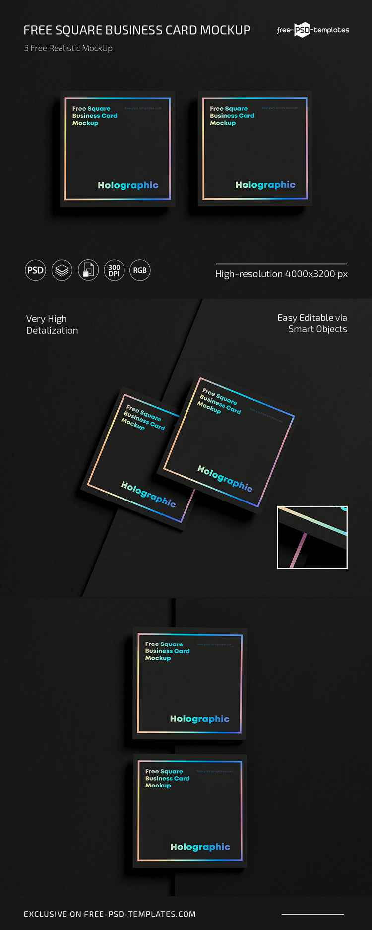 Free Square Business Card Mockup