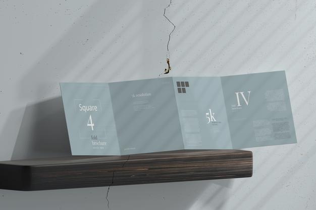 Free Square Four Fold Brochure Mockup Psd