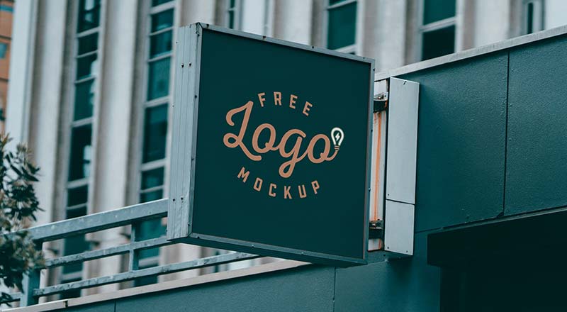 Free Square Shop Signage Board Mockup Psd