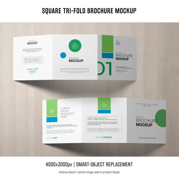 Free Square Tri-Fold Brochure Mockup Psd