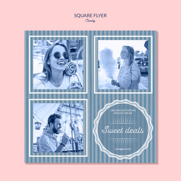 Free Squared Flyer For Candy Shop With Female Holding A Lollipop Psd