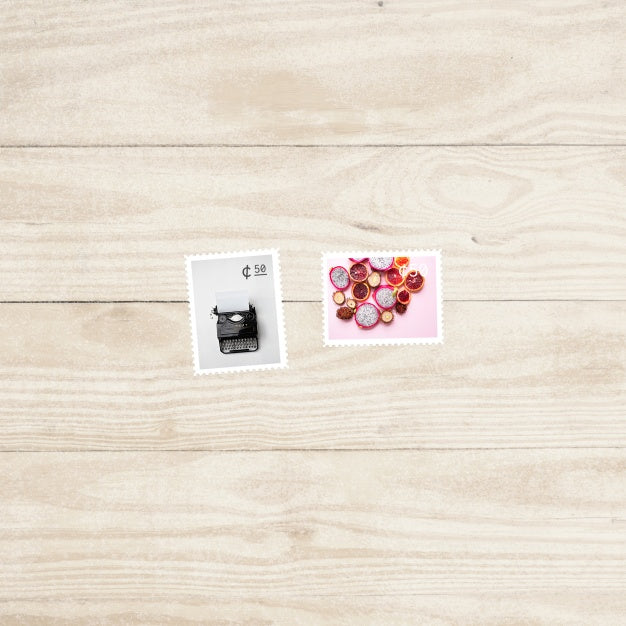 Free Stamps On Wood Background Psd