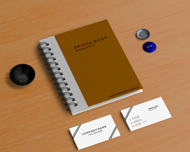 Free Stationery Concept With Spiral Book Mockup Psd