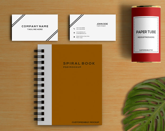 Free Stationery Concept With Spiral Book Mockup Psd