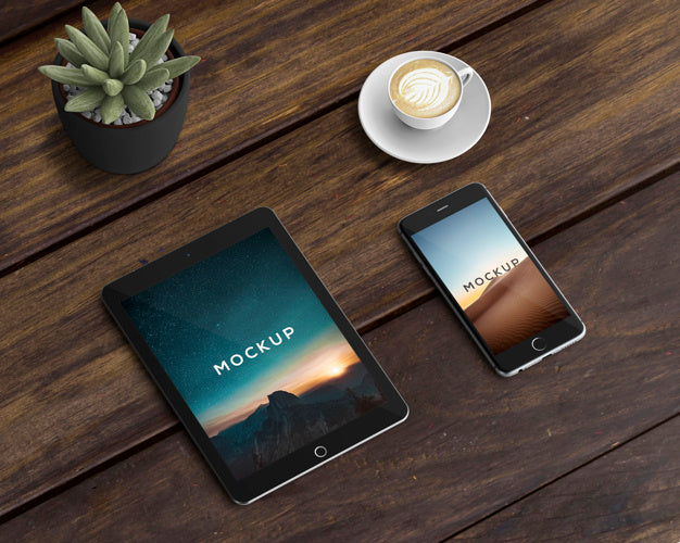 Free Stationery Concept With Tablet And Smartphone Mockup Psd