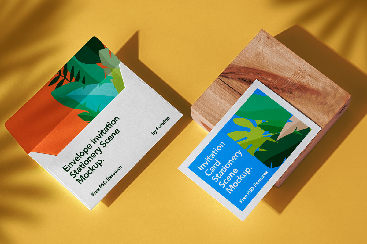 Free Stationery Envelope Psd Invitation Mockup