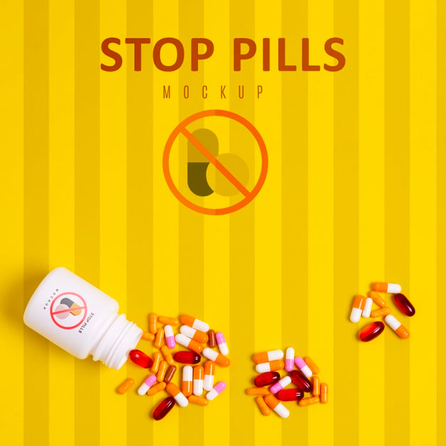 Free Stop Pills Addiction With Mock-Up Psd