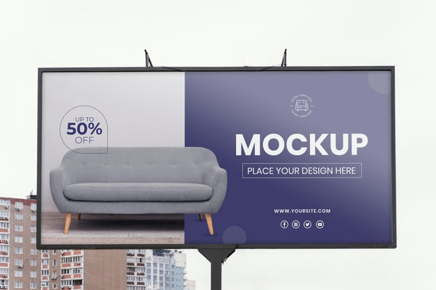 Free Street Billboard Display Mock-Up Outdoors Psd