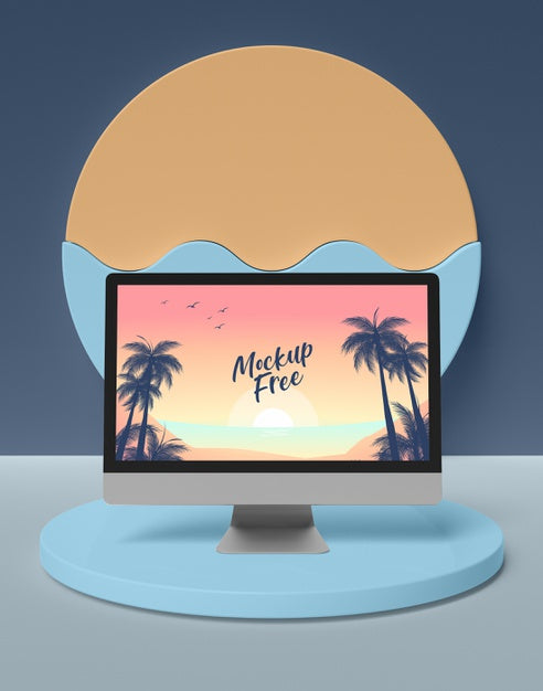 Free Summer Concept With Computer Psd