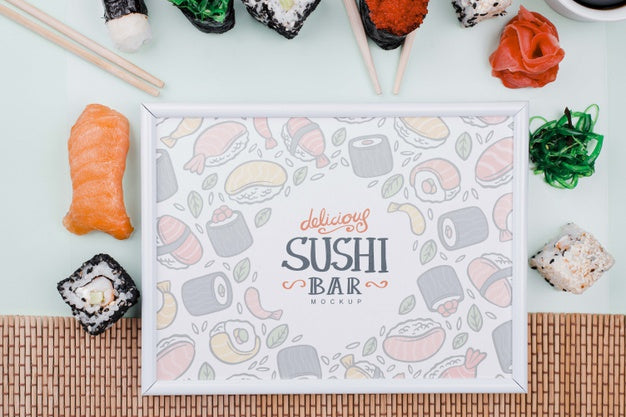 Free Sushi Rolls With Frame Psd