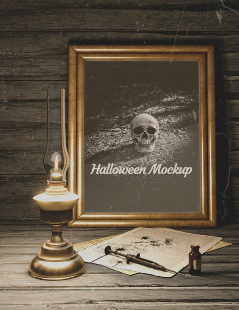 Free Syringe With Poison Halloween Black Horror Mock-Up Psd