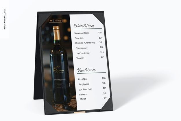 Free Table Leather Menu Holder Mockup, Left View Psd