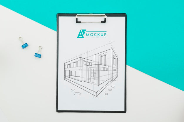Free Top View Architecture Drawing With Mock-Up Psd