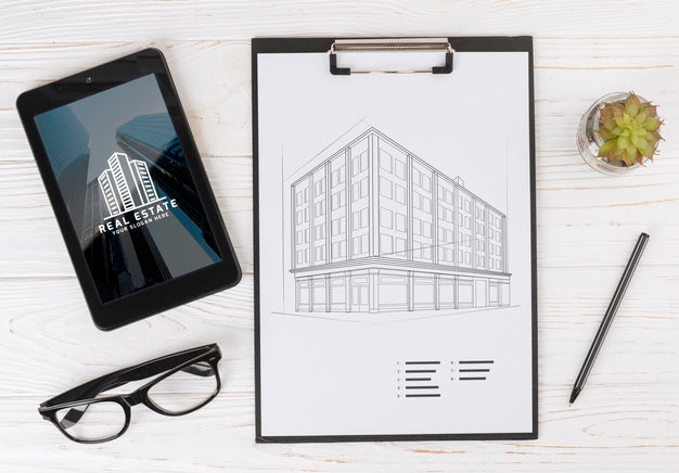 Free Top View Arrangement With Clipboard Psd