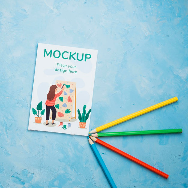 Free Top View Artist Concept Assortment With Card Mock-Up Psd