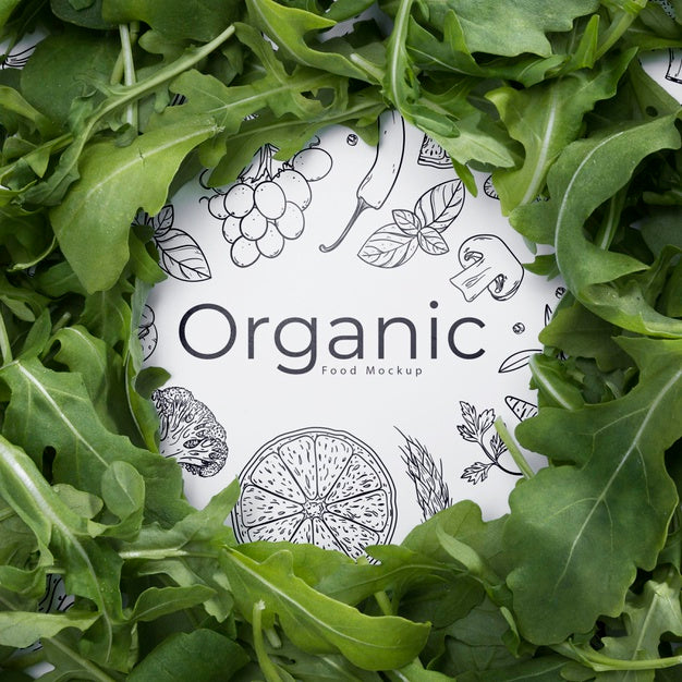 Free Top View Assortment Of Rocket Salad With Mock-Up Psd