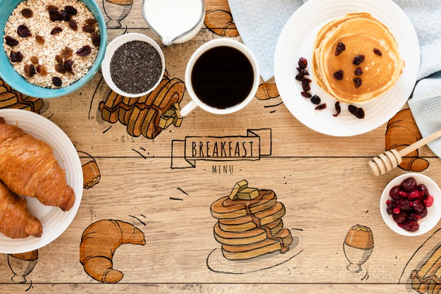 Free Top View Assortment Of Snacks On The Table Psd