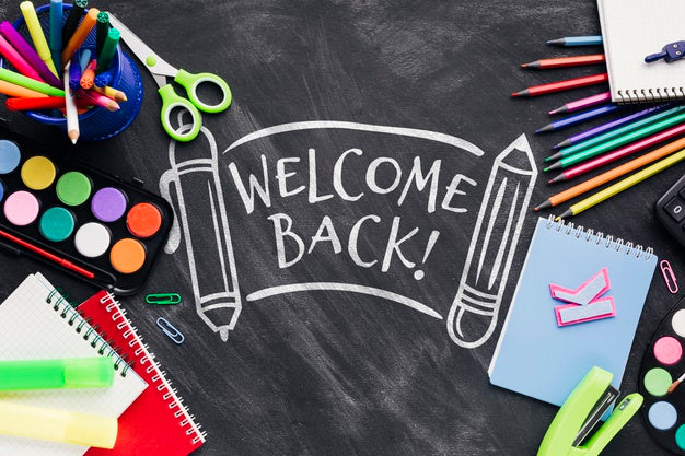 Free Top View Back To School With Black Background Psd