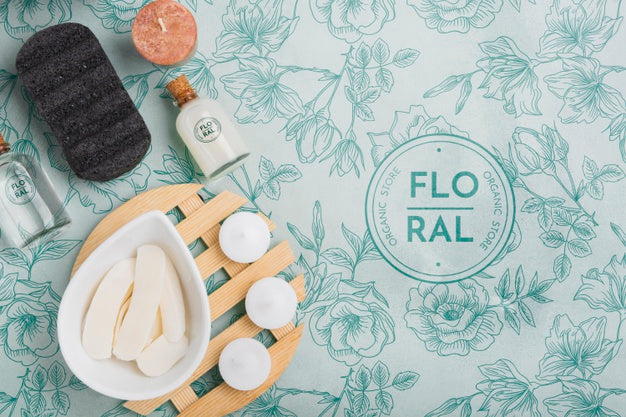 Free Top View Bath Concept With Toiletries Psd