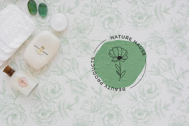 Free Top View Bath Concept With Toiletries Psd