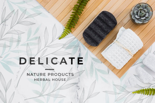 Free Top View Bath Concept With Toiletries Psd