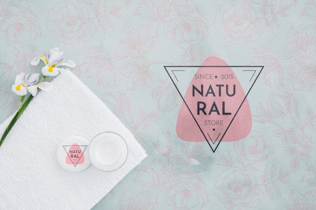 Free Top View Bath Concept With Toiletries Psd