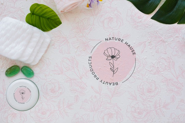 Free Top View Bath Concept With Toiletries Psd