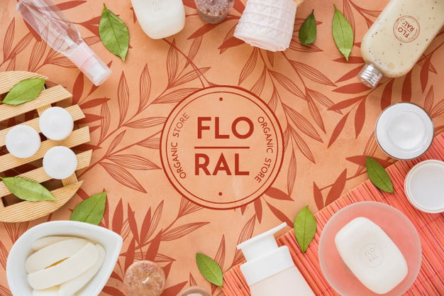 Free Top View Bath Concept With Toiletries Psd