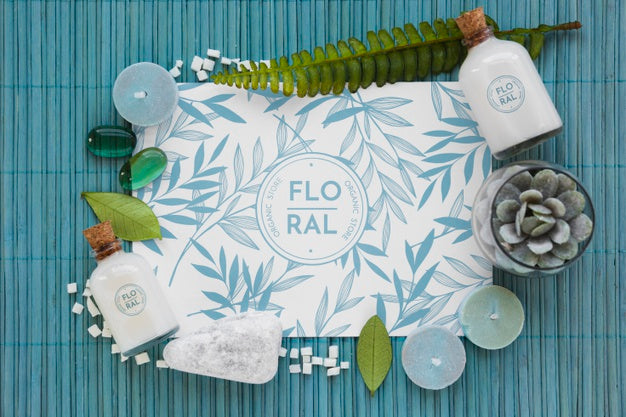 Free Top View Bath Concept With Toiletries Psd