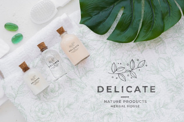 Free Top View Bath Concept With Toiletries Psd