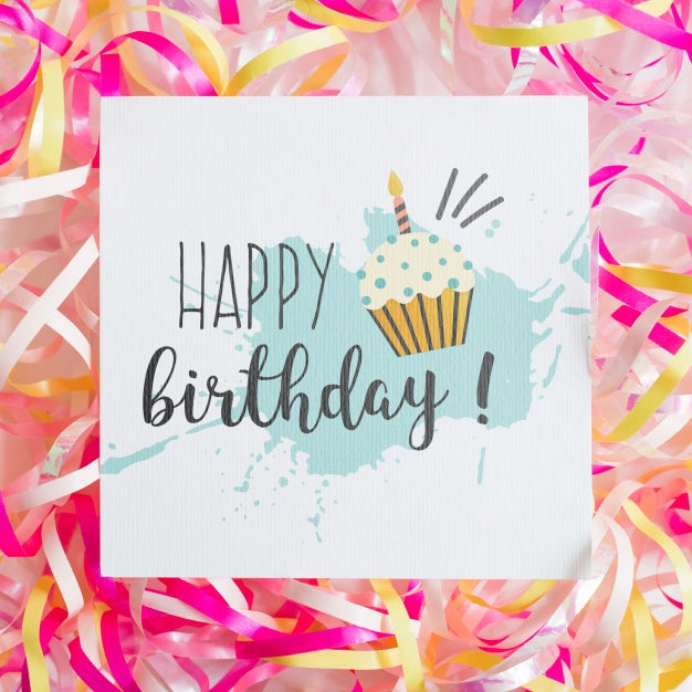 Free Top View Birthday Card Mockup Psd
