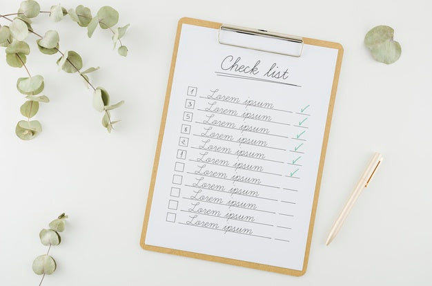 Free Top View Check List With Mock-Up Concept Psd