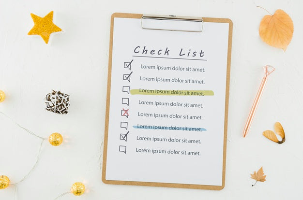 Free Top View Check List With Mock-Up Psd