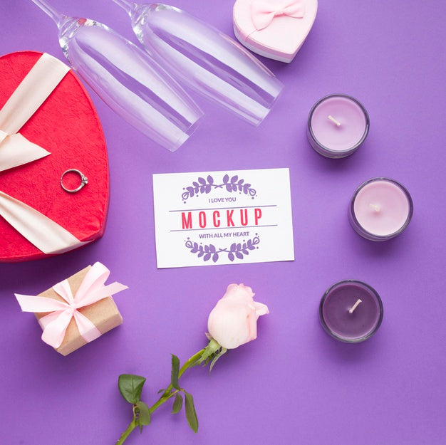 Free Top View Chocolate And Candles Arrangement Psd