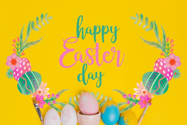 Free Top View Easter Composition With Copyspace Psd