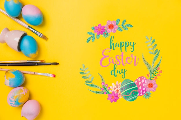 Free Top View Easter Composition With Copyspace Psd