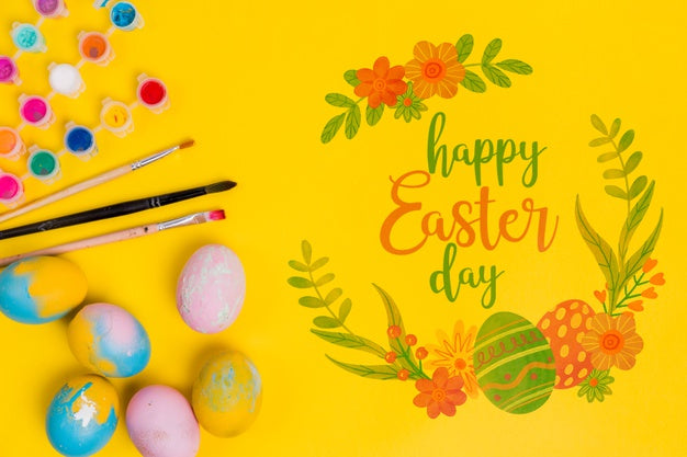 Free Top View Easter Composition With Copyspace Psd