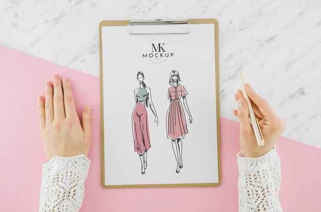 Free Top View Fashion Drawing With Mock-Up Psd