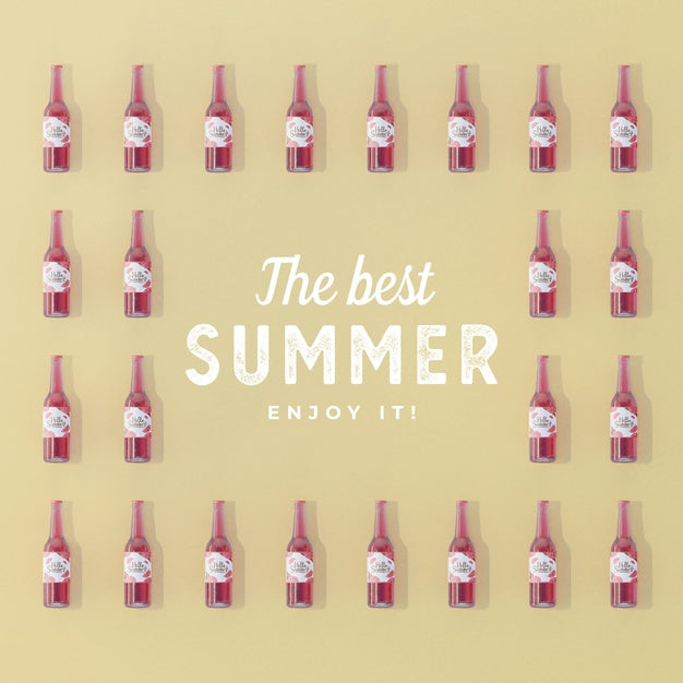 Free Top View Fruit Soda Bottles With Typography Psd