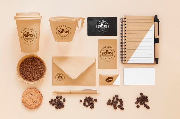 Free Top View Items Arrangement Coffee Branding Psd