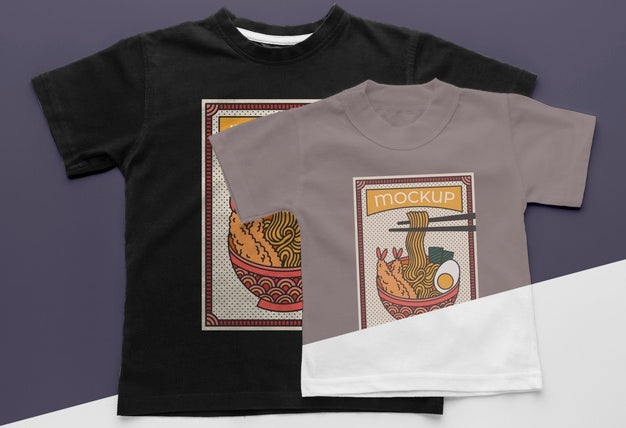 Free Top View Japanese T-Shirt Mock-Up Assortment Psd