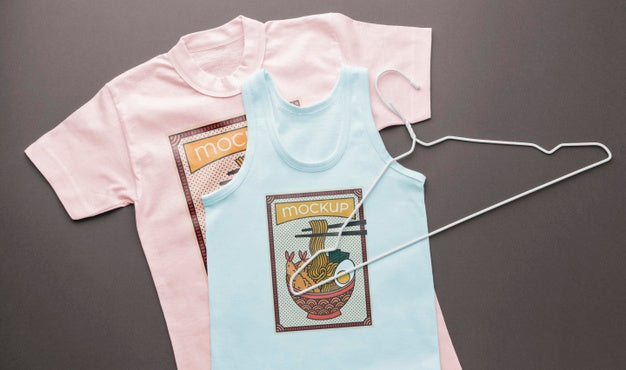 Free Top View Japanese T-Shirt Mock-Up Composition Psd