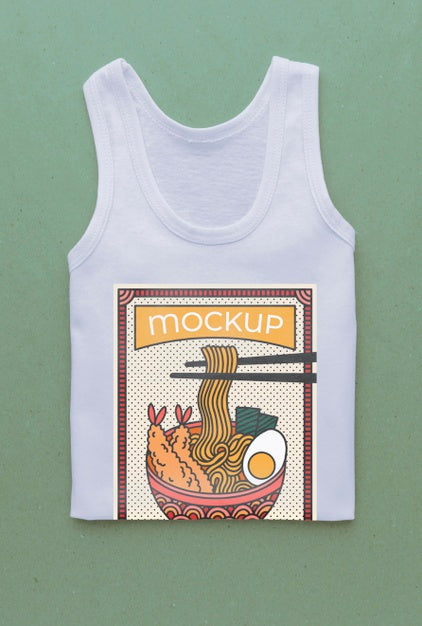 Free Top View Japanese T-Shirt Mock-Up Composition Psd