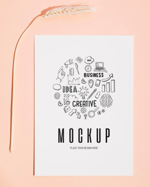 Free Top View Mock-Up Paper And Wheat Ear Psd
