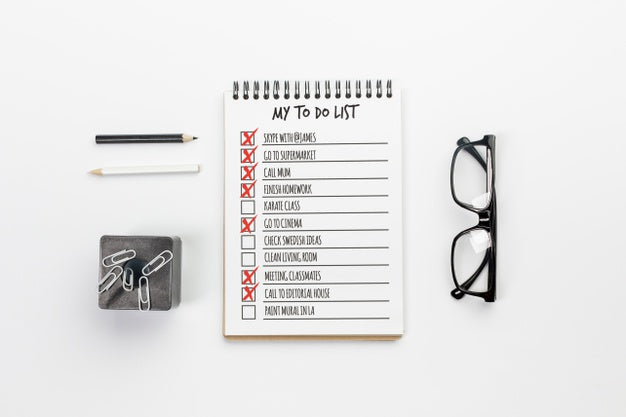 Free Top View Notebook With To Do List Concept Psd