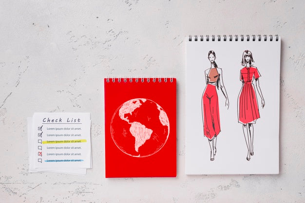 Free Top View Notebooks Mock-Up On Desk Psd